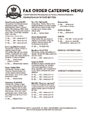 Catering Fax Order Menu