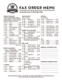 Fax Order Menu